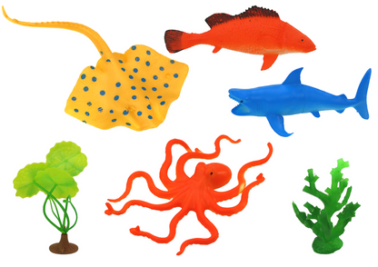 Animais marinhos com plantas 7 peças