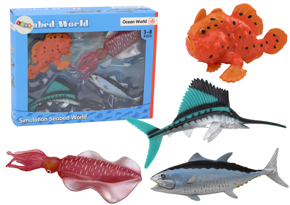 Animais marinhos peixe lula 4 peças