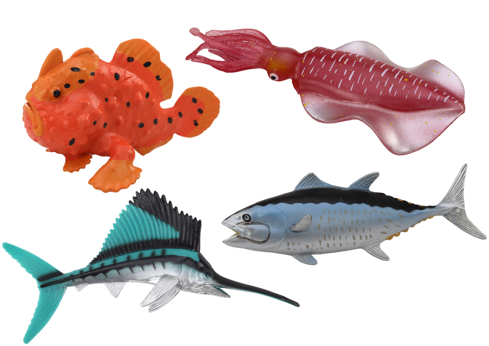Animais marinhos peixe lula 4 peças