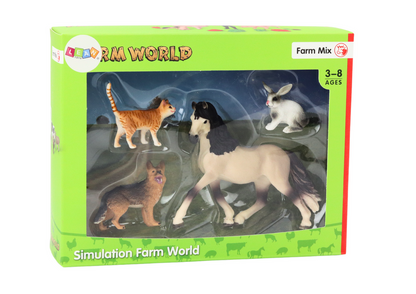 Animais domésticos cavalo cão coelho gato 4 peças