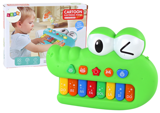 Órgão piano educativo crocodilo verde luz e som