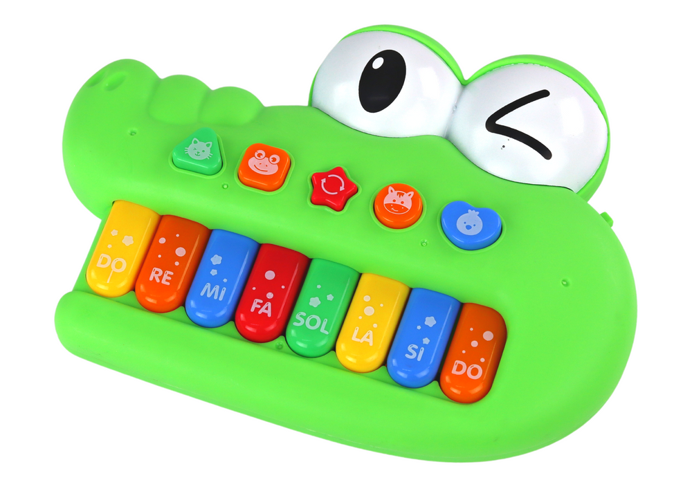 Órgão piano educativo crocodilo verde luz e som