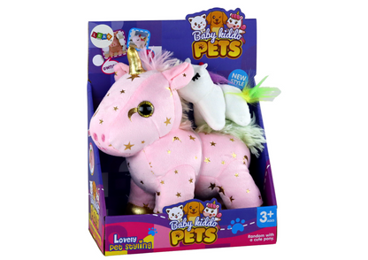 Unicórnio peluche dormir com luz e canções rosa com estrelas