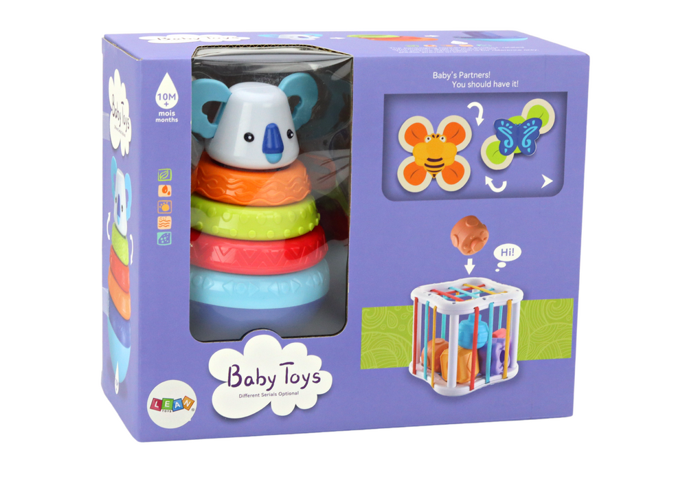 Conjunto sensorial torre koala cubo educativo spinners