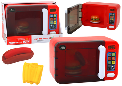 Micro-ondas brinquedo vermelho com acessórios