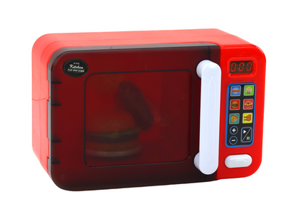 Micro-ondas brinquedo vermelho com acessórios