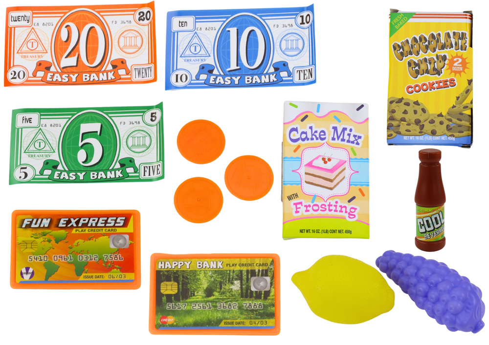 Conjunto loja donuts caixa registadora micro-ondas