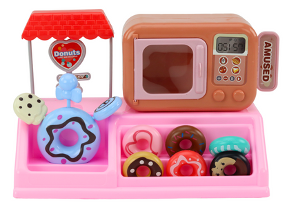 Conjunto loja donuts caixa registadora micro-ondas