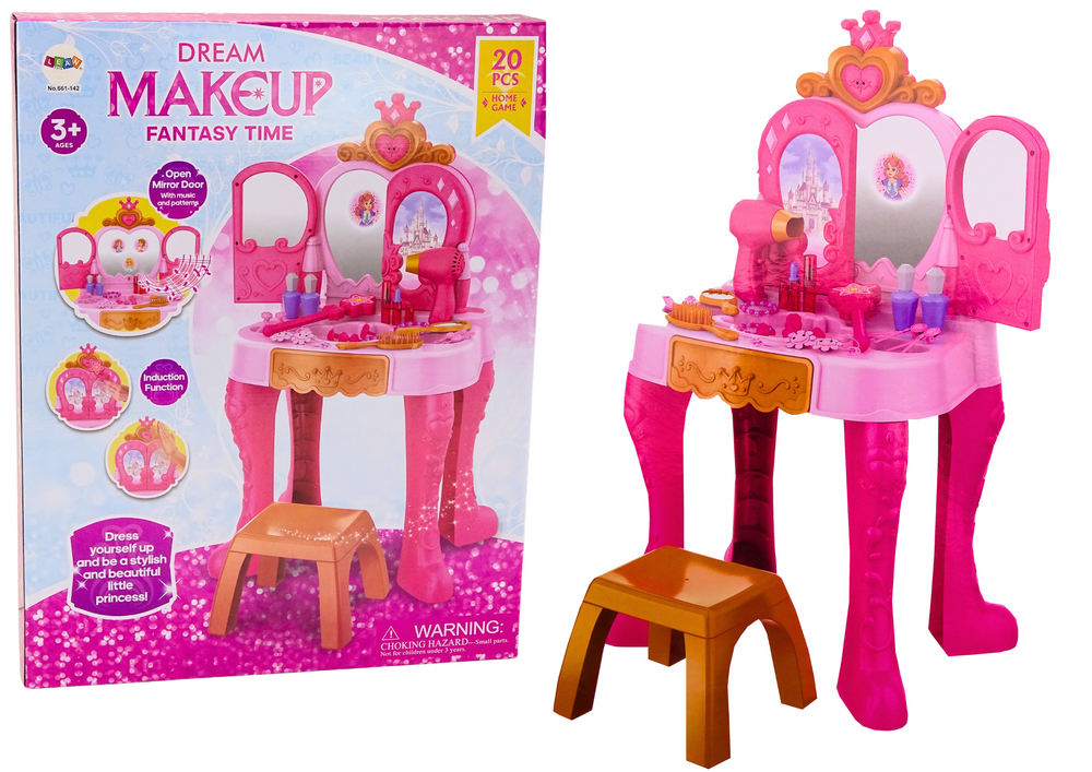 Toucador infantil com sensor gestos acessórios rosa
