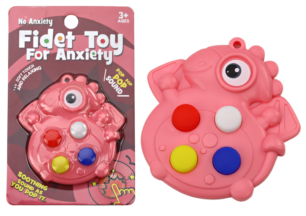 Pop It dinossauro anti-stress sensorial rosa bolso