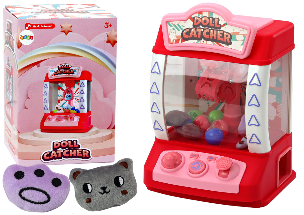 Máquina apanhar peluches e bolas rosa