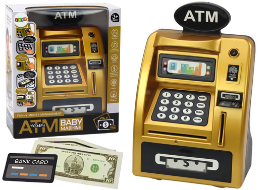 Mealheiro ATM infantil preto dourado