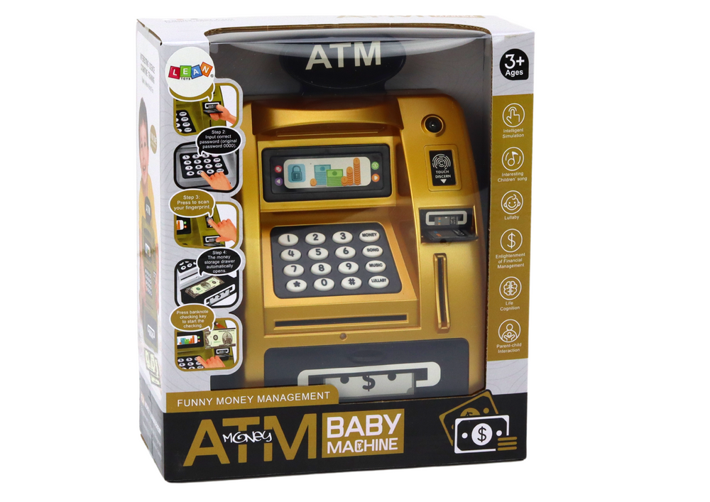 Mealheiro ATM infantil preto dourado