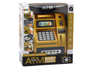 Mealheiro ATM infantil preto dourado