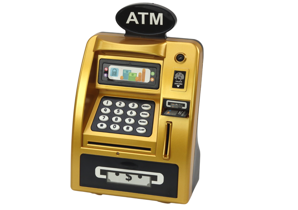 Mealheiro ATM infantil preto dourado