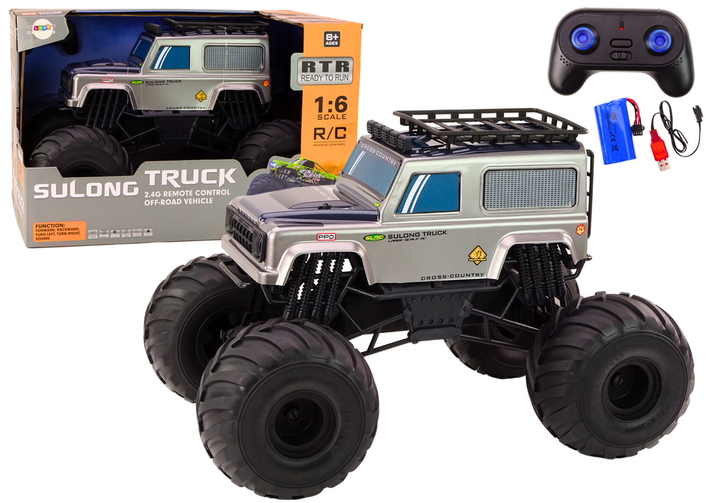 Carro RC grande SUV 1:6 cinza 2.4G