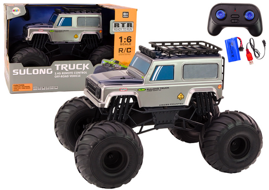 Carro RC grande SUV 1:6 cinza 2.4G