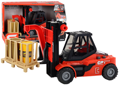 Empilhador vermelho 1:16 com garfos móveis luz e som