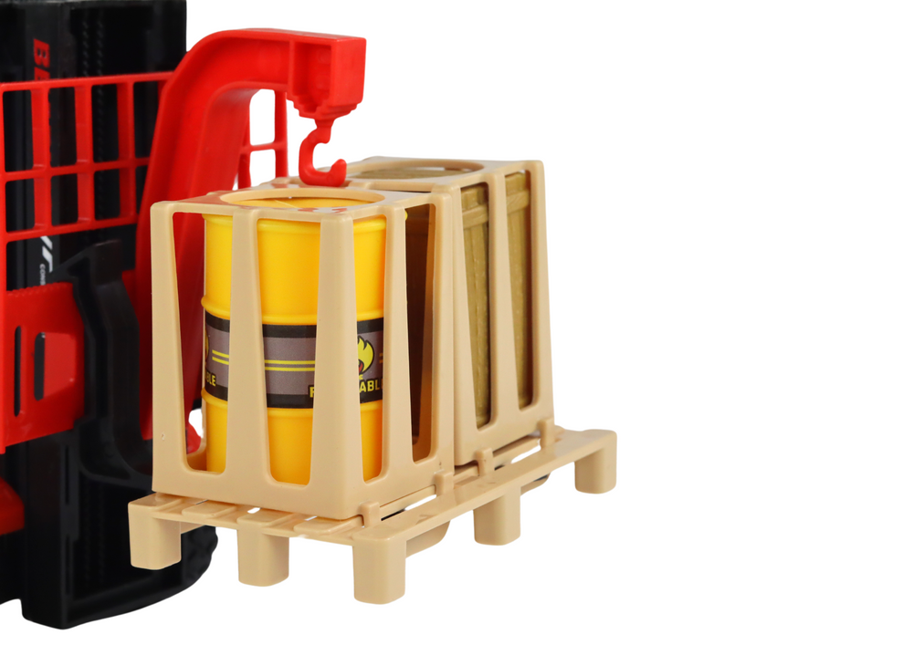 Empilhador vermelho 1:16 com garfos móveis luz e som