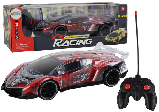 Carro desportivo RC 1:16 vermelho com luzes