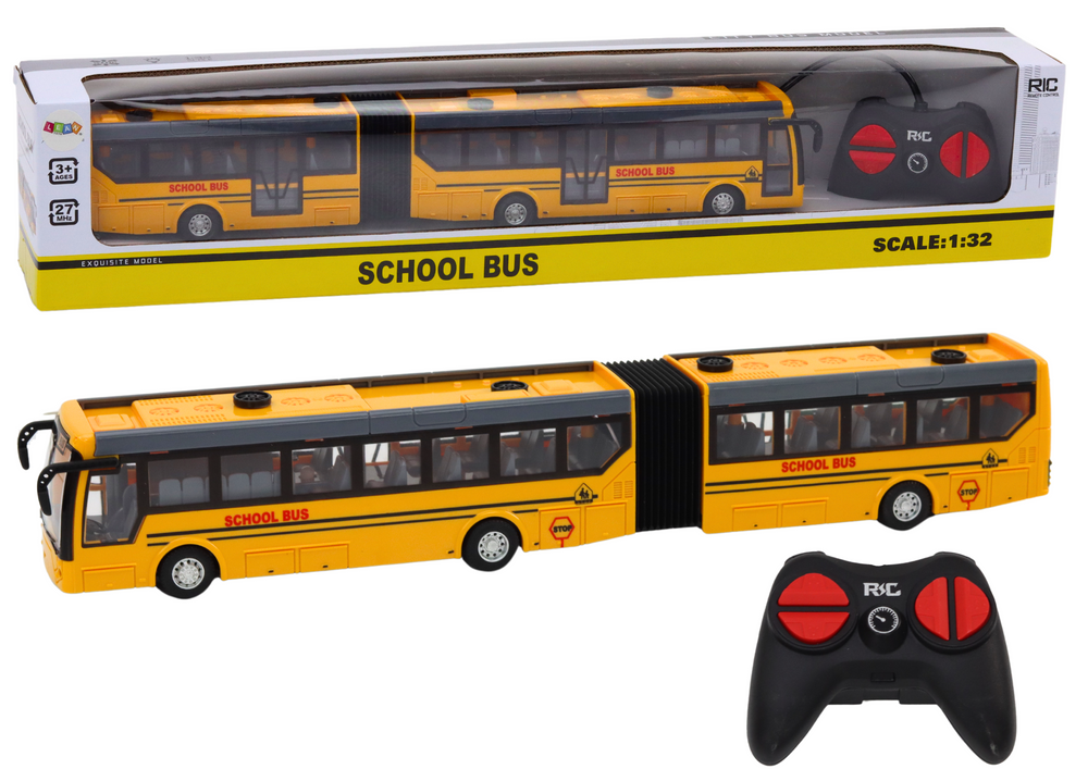 Autocarro escolar articulado RC 1:32 amarelo