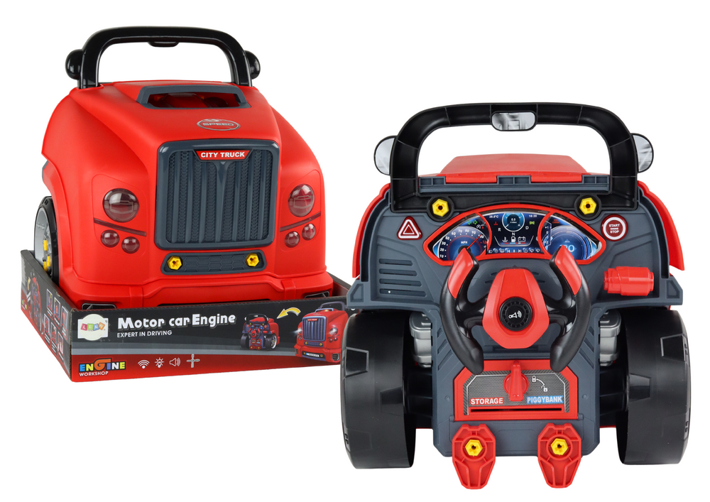 Camião motor oficina desmontagem DIY vermelho