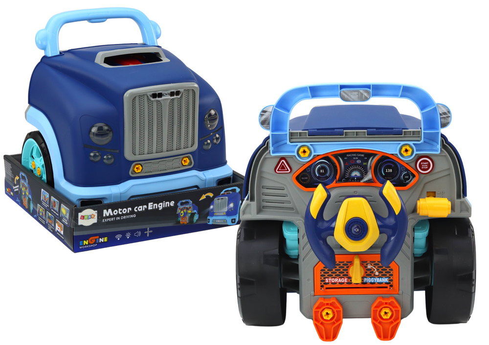 Camião motor oficina desmontagem DIY azul