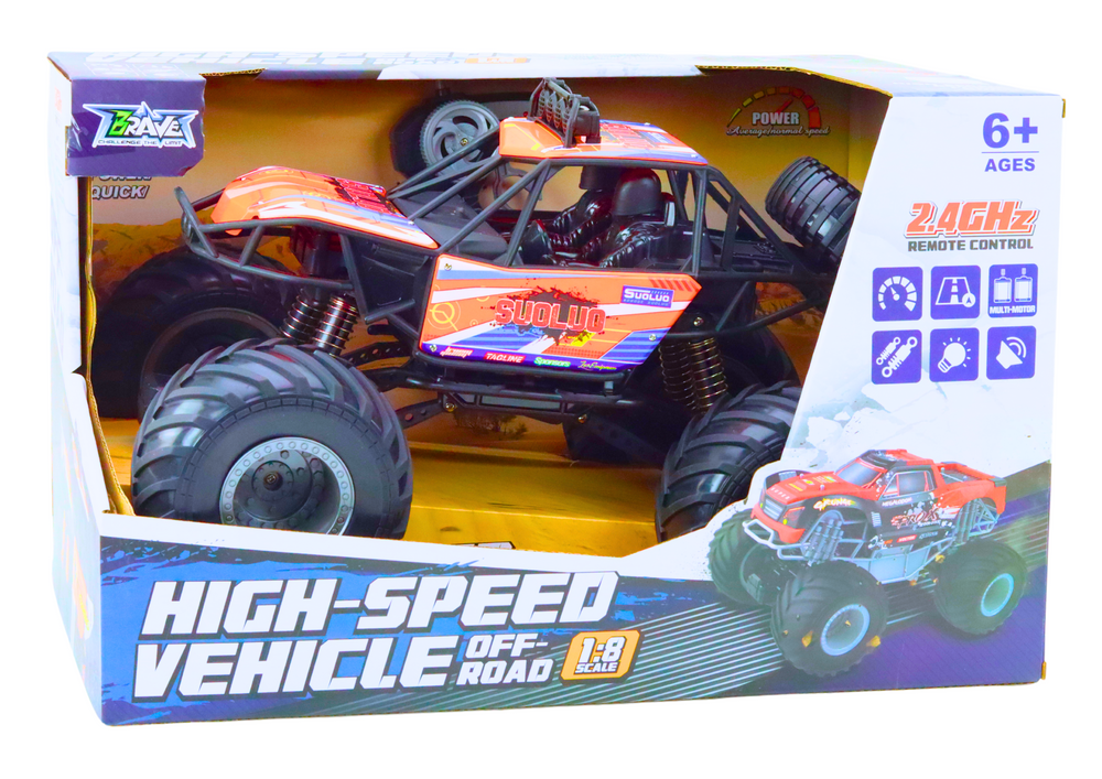 Carro RC todo-o-terreno 1:8 com amortecedores laranja