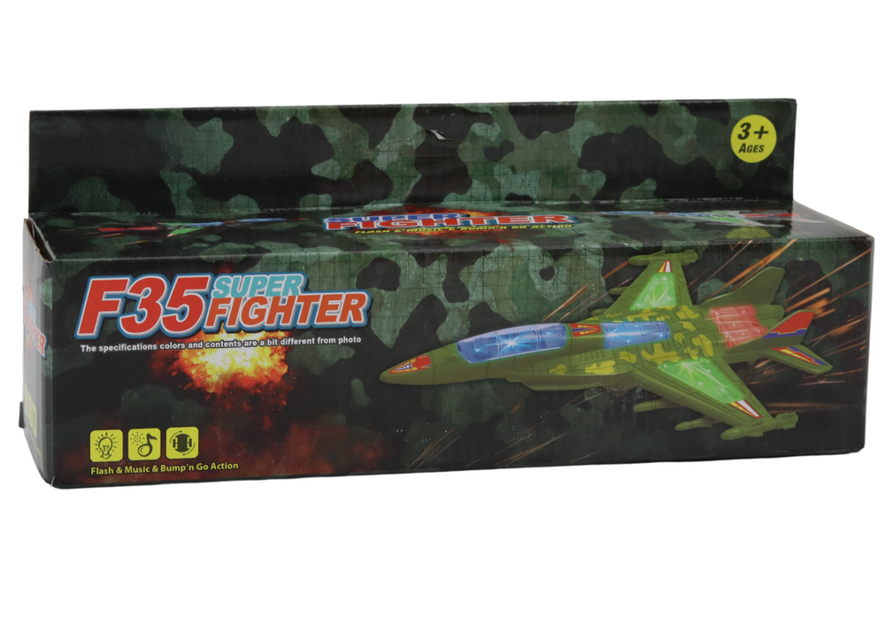 Caça militar F35 com luz e som cinza