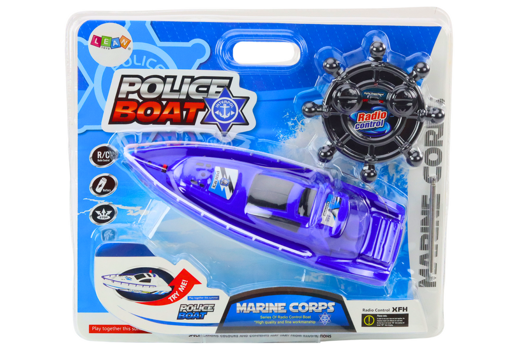 Barco polícia RC azul 27MHz