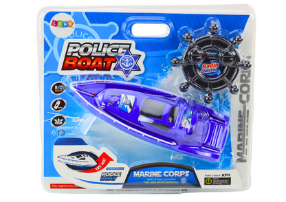 Barco polícia RC azul 27MHz