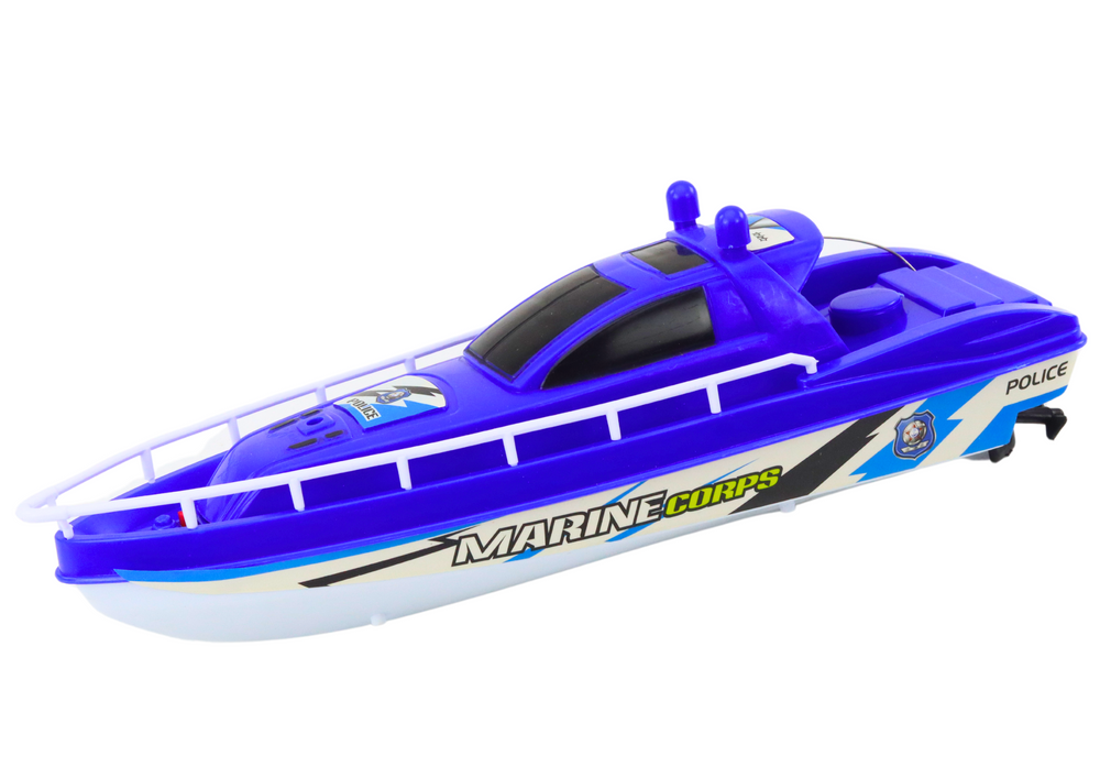 Barco polícia RC azul 27MHz