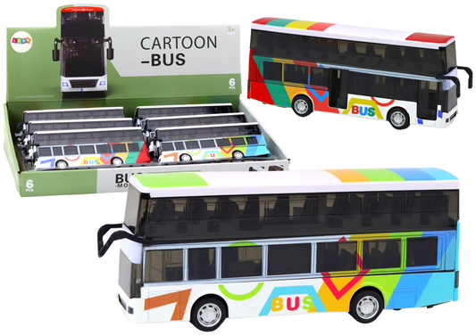 Autocarro dois andares metal luzes sons colorido (1 unidade, sortido)