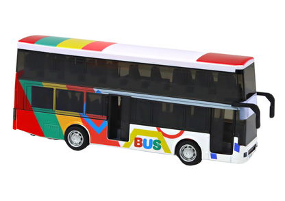 Autocarro dois andares metal luzes sons colorido (1 unidade, sortido)