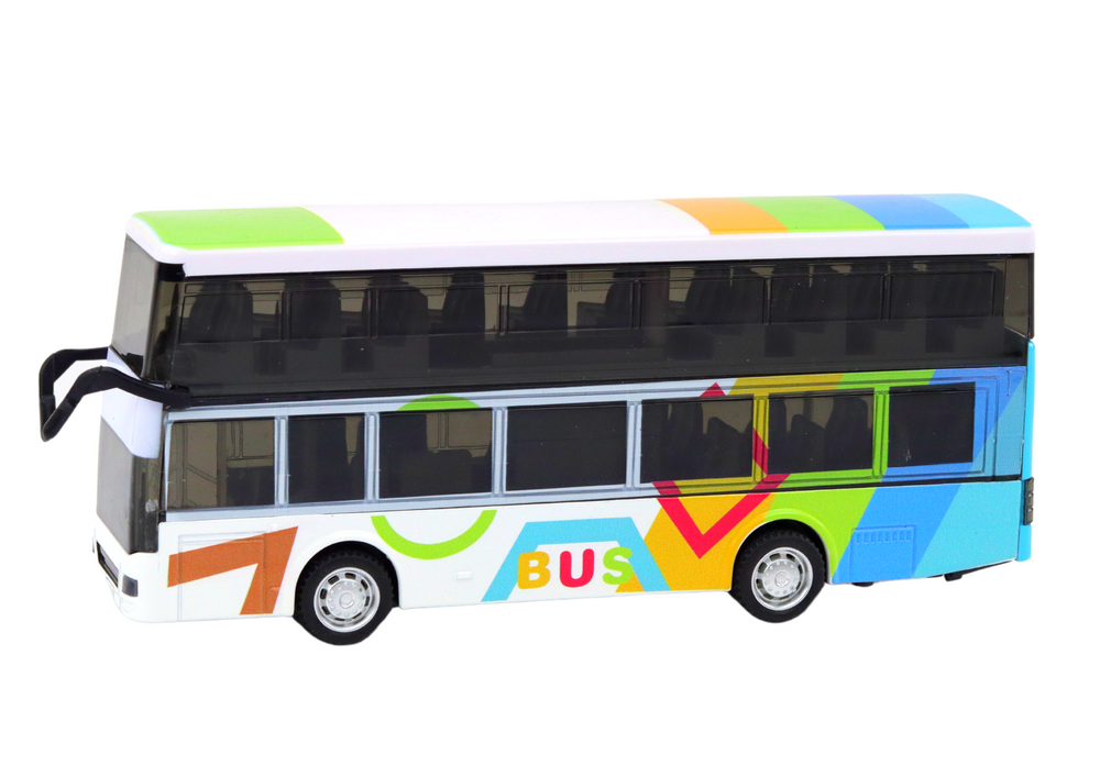 Autocarro dois andares metal luzes sons colorido (1 unidade, sortido)