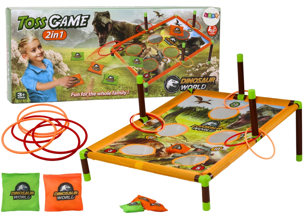 Jogo lançamento saco e argolas 2 em 1 dinossauros