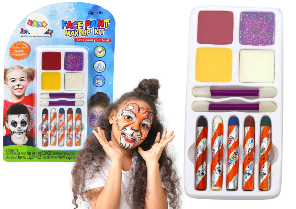 Conjunto pintura facial com glitter tintas e lápis