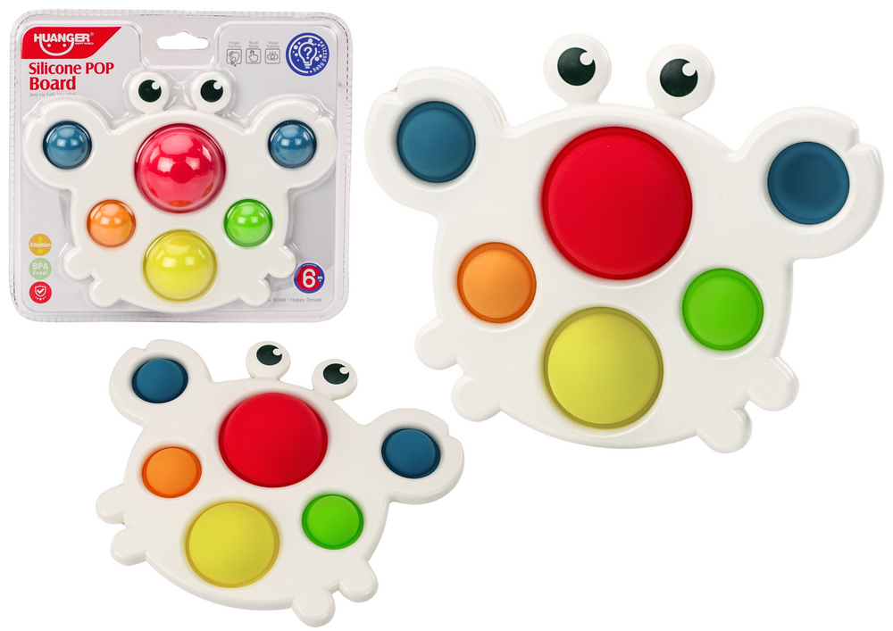 Tabuleiro sensorial silicone caranguejo Pop It educativo