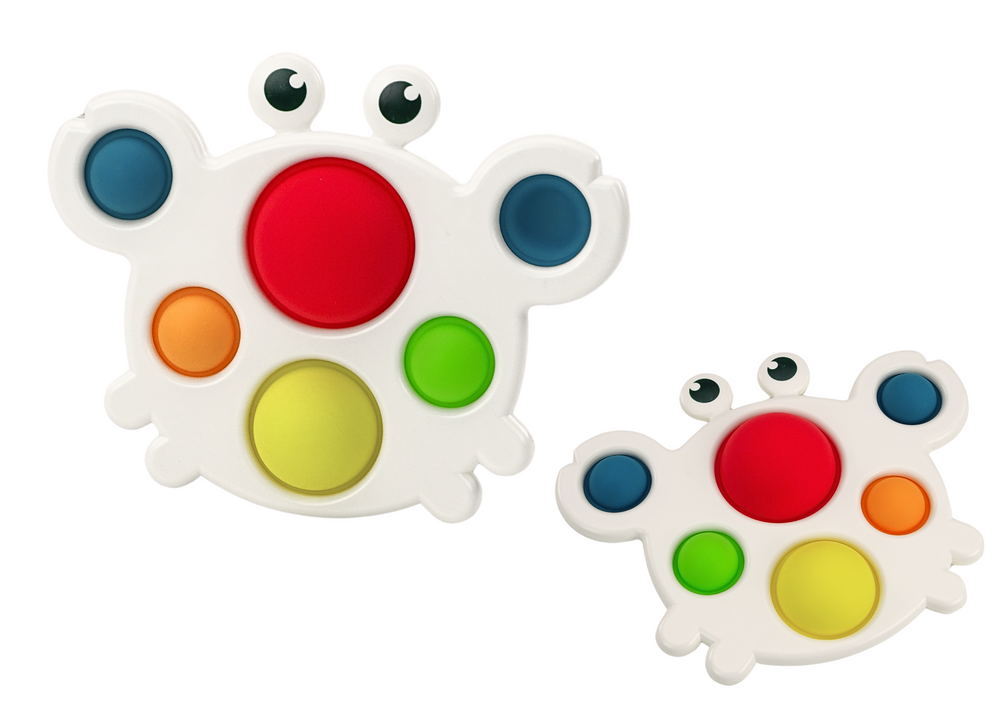 Tabuleiro sensorial silicone caranguejo Pop It educativo
