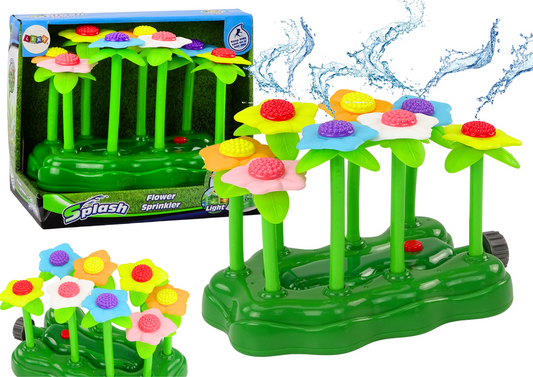 Aspersor infantil flores com luz para jardim