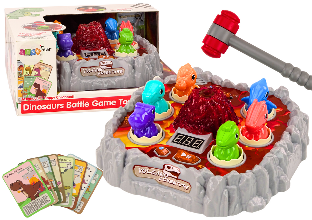 Jogo whac-a-mole dinossauros vulcão luz som fumo