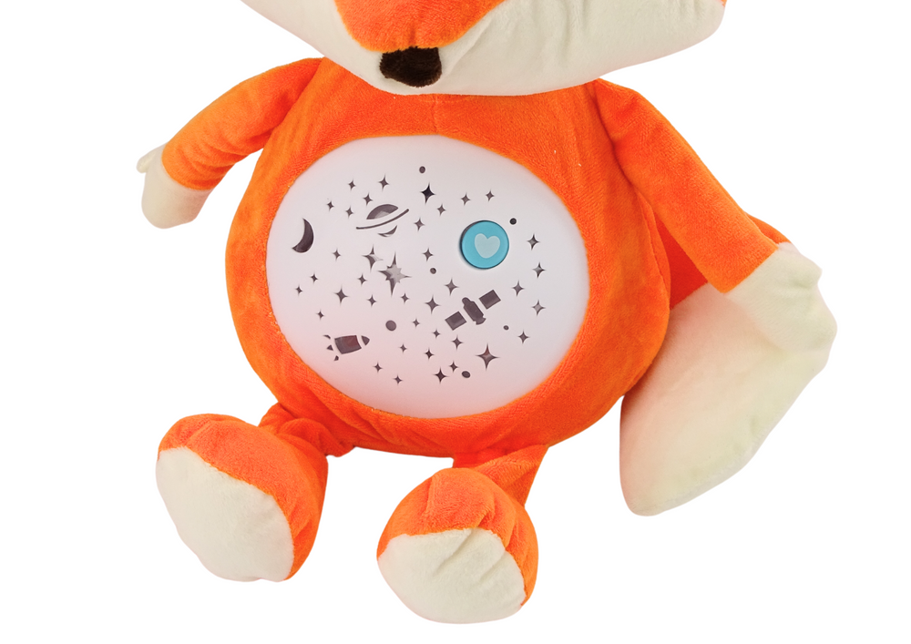 Urso peluche dormir luz som modo noite/dia raposa