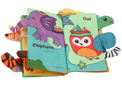 Livro macio educativo animais selva colorido
