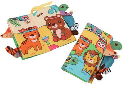 Livro macio educativo animais selva colorido