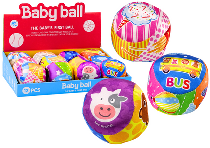 Bola macia com chocalho animais e frutas 10 cm (1 unidade, sortido)