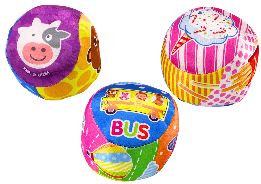 Bola macia com chocalho animais e frutas 10 cm (1 unidade, sortido)
