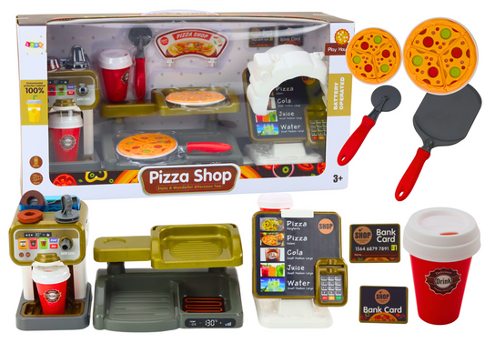 Conjunto loja pizza café caixa registadora