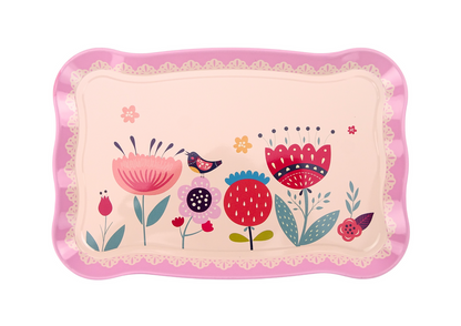 Conjunto chá café com chávenas bule e tabuleiro rosa 12 peças