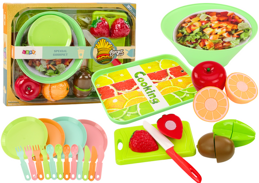 Conjunto cortar alimentos salada utensílios bandeja 25 peças