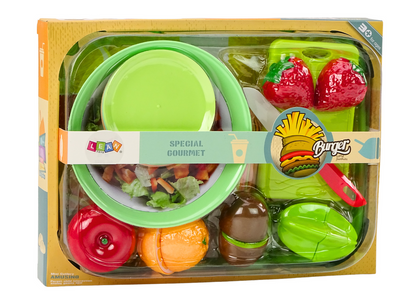 Conjunto cortar alimentos salada utensílios bandeja 25 peças